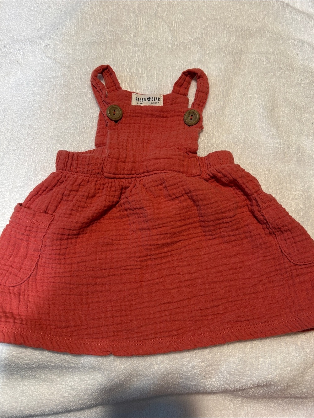 Rabbit & Bear Girls' Red Pinafore Dress - Soft Cotton